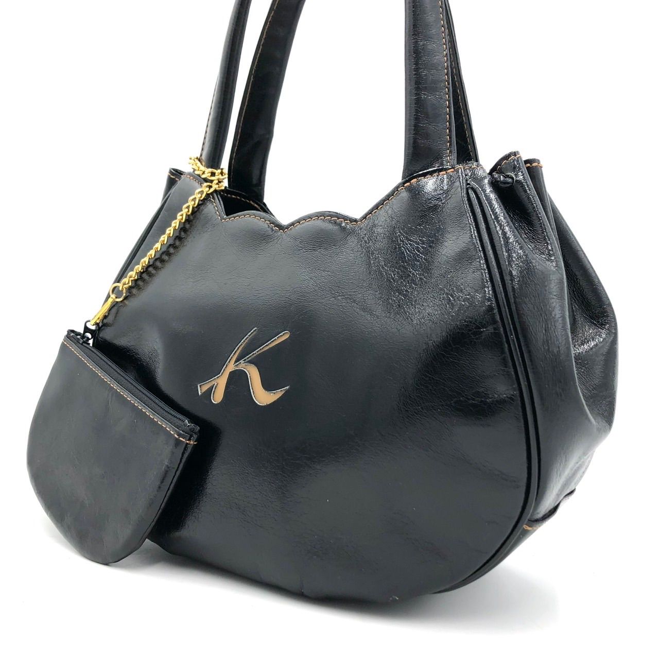 Kitamura レザー トートバッグ ポーチ付き　K ロゴ　大容量　未使用 Kitamura - キタムラ ハンドバッグ レザー トートバッグ Kロゴ