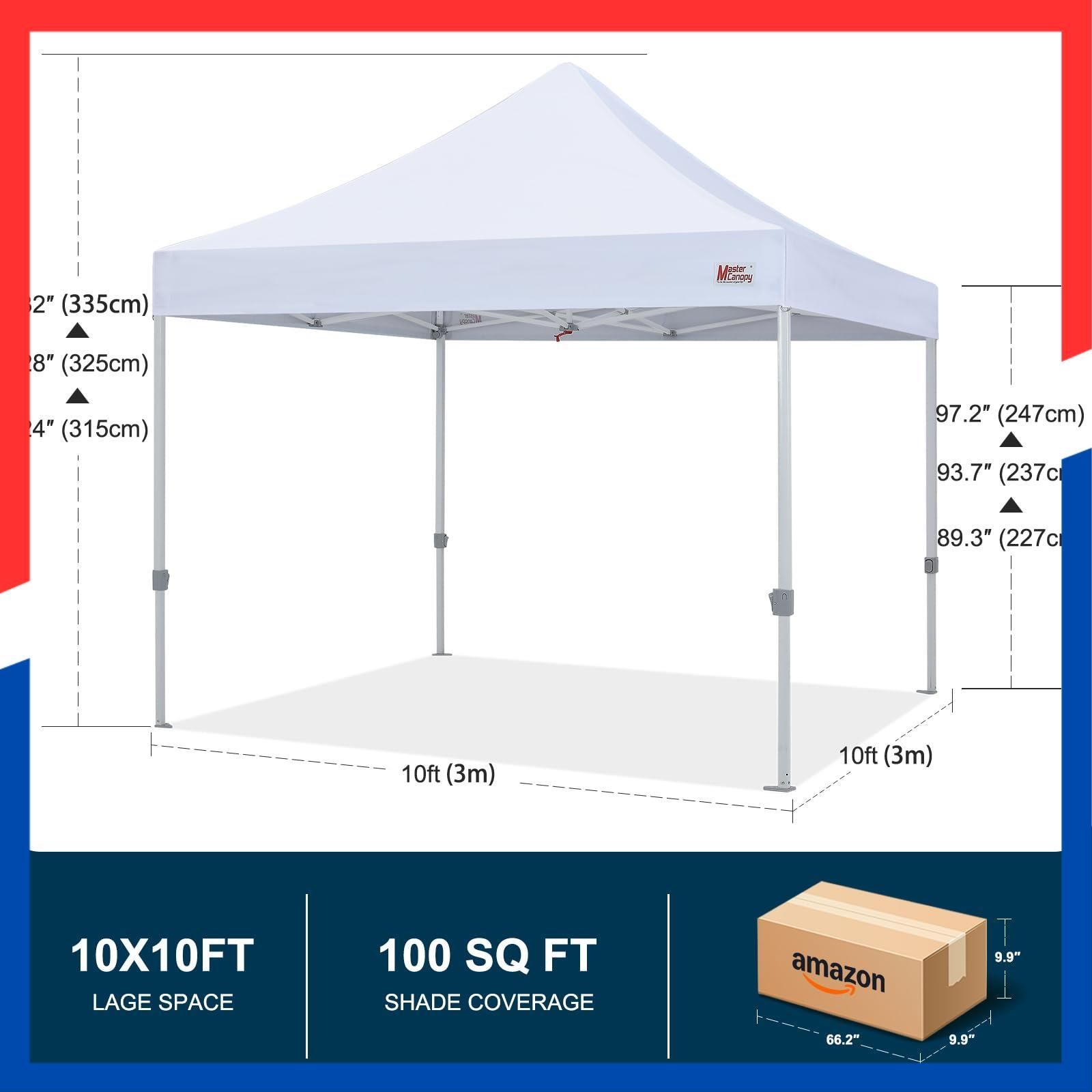  耐水 スチールフレーム 三段階調節 UVカット キャスターバッグ アウトドア用 ペグ 商用 3 M ロープ ワンタッチ ウェイトバッグ付き ホワイト マスターキャノピー MASTERCANOPY タープテント その他 文房具 事務用品