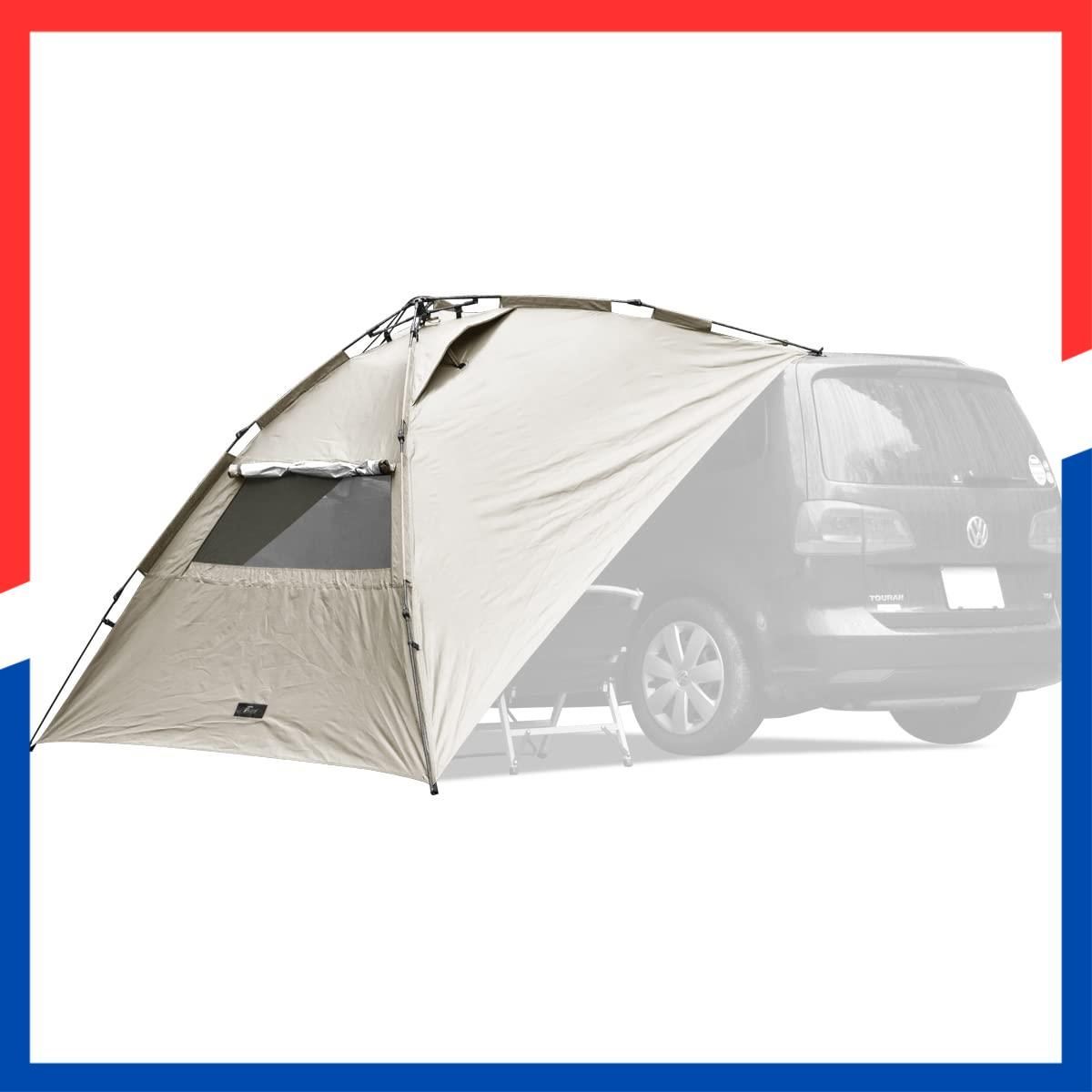 数量 車中泊 デイキャンプ キャンプ カーサイドオーニング カーサイドテント 日よけ 車 吸盤フック ロープを引くだけ簡単設営 アウトドア カーサイドタープ ワンタッチ式 FIELDOOR