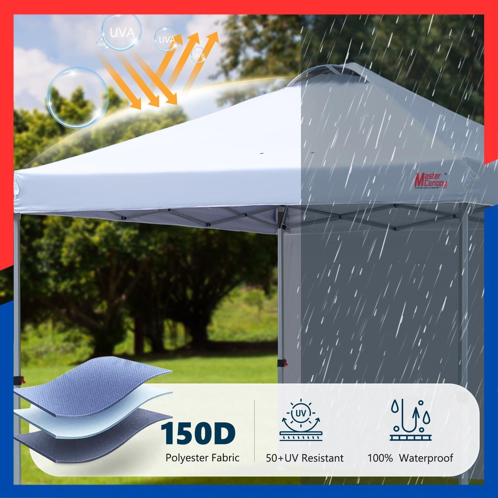  数量 ロープ ペグ アウトドア用 キャスターバッグ 商用 日除け ウェイトバッグ付き 3 M白 サンシェード UVカット 耐水 風抜けベンチレーション スチールフレーム 三段階調節 2 M|2.5 M|3 M サイドシート一枚セット マスターキャノピー MA その他 文房具 事務用品