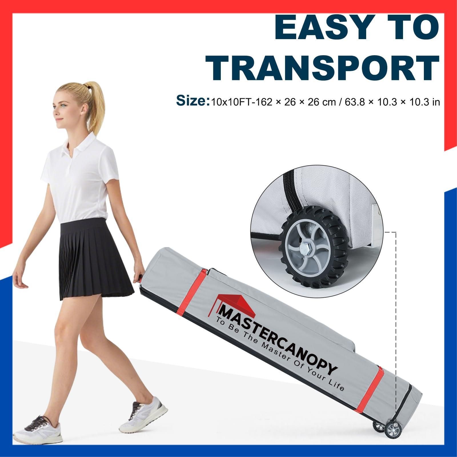 耐水 スチールフレーム 三段階調節 UVカット キャスターバッグ アウトドア用 ペグ 商用 3 M ロープ ワンタッチ ウェイトバッグ付き ホワイト マスターキャノピー MASTERCANOPY タープテント