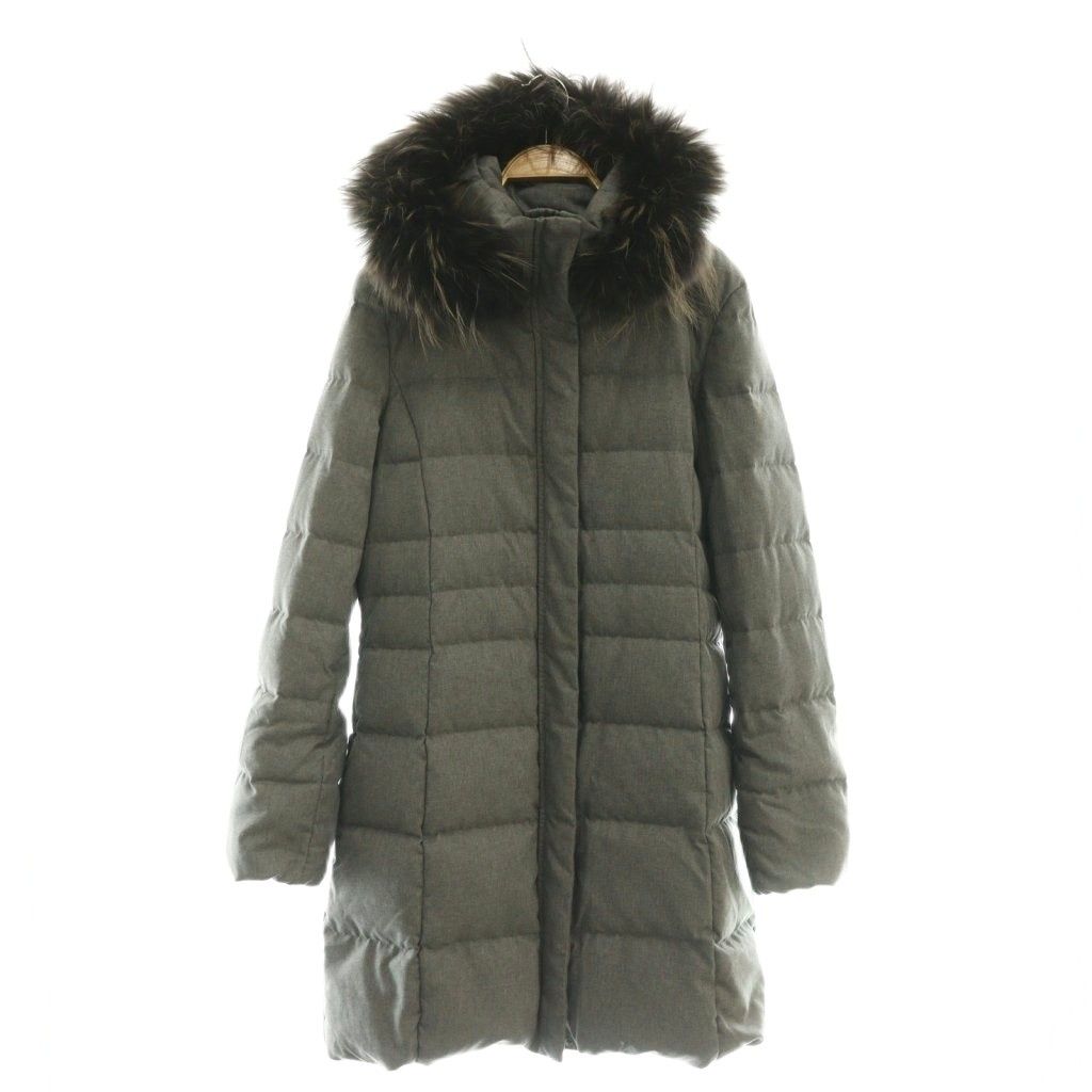 インディヴィ INDIVI ダウンコート アウター ラクーンファー 40 グレー