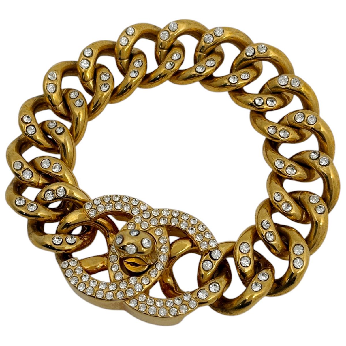 シャネル CHANEL ココマーク ラインストーン チェーン ブレスレット