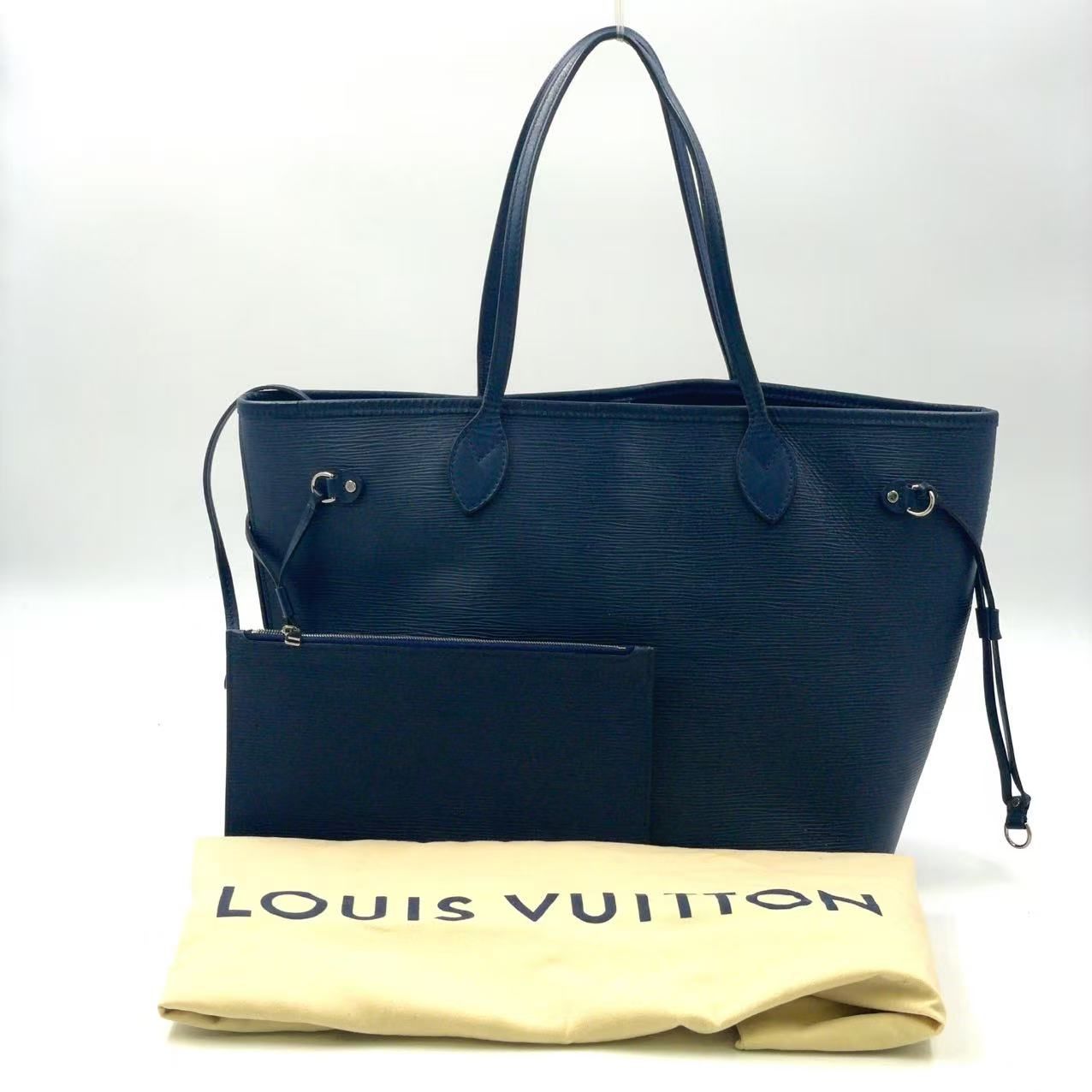 LOUIS VUITTON エピ ネヴァーフルMM レザー ネイビー トートバッグ