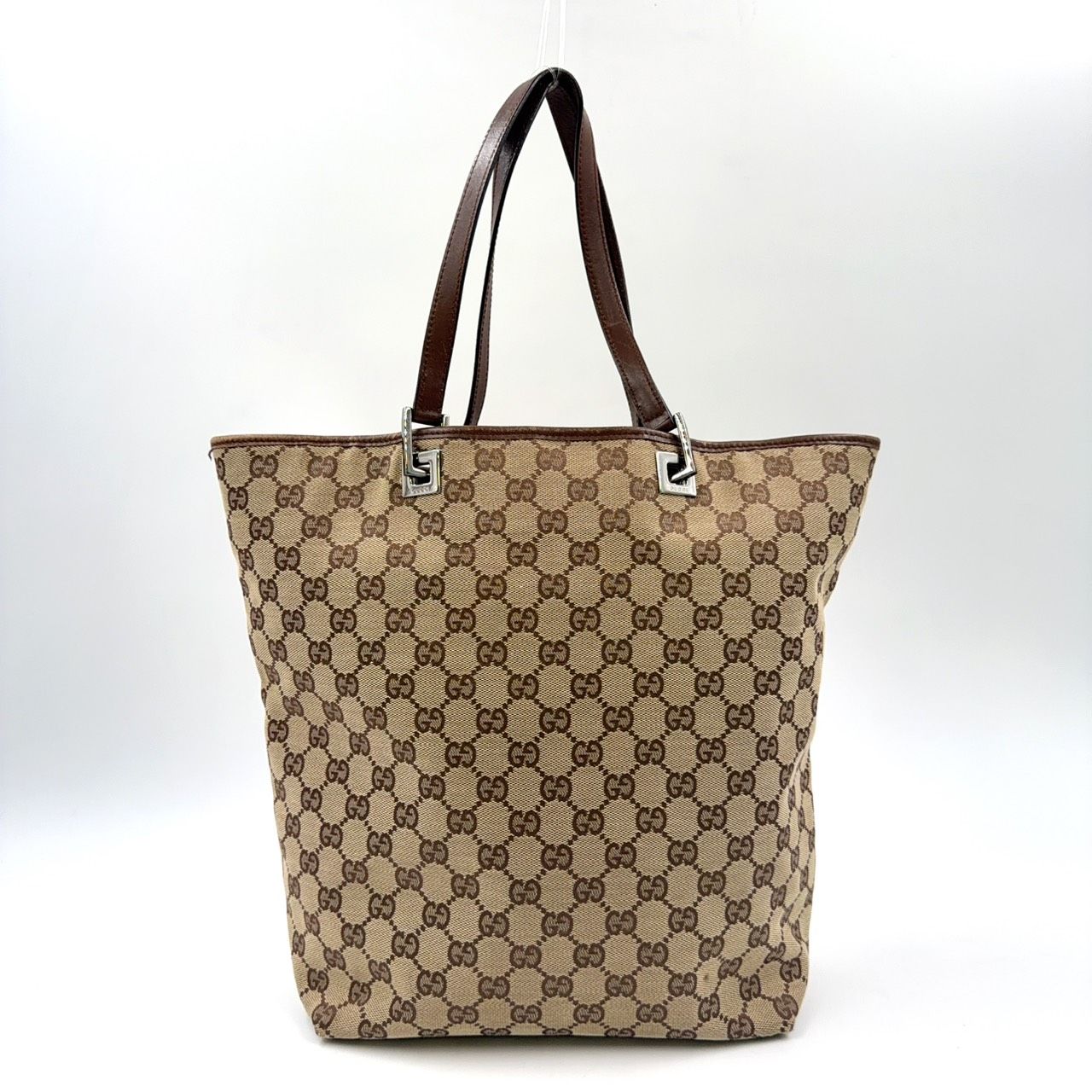 GUCCI GGキャンバス ショルダーバッグ キャンバス ブラウン×ベージュ