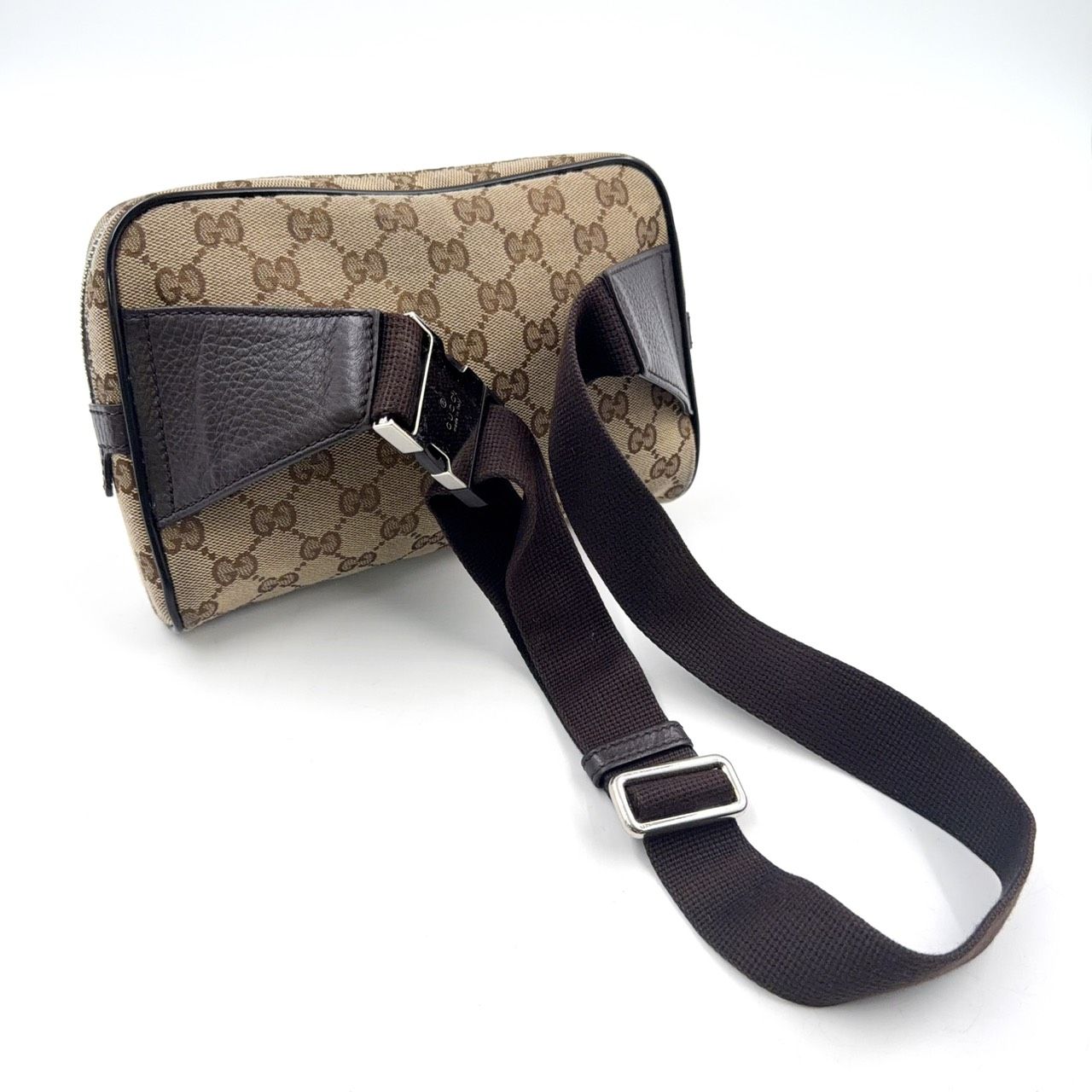 値下げ グッチ GG柄 キャンバス ウエストポーチ レザー フラップ ブラウン 値下げ グッチ GG柄 キャンバス ウエストポーチ レザー フラップ