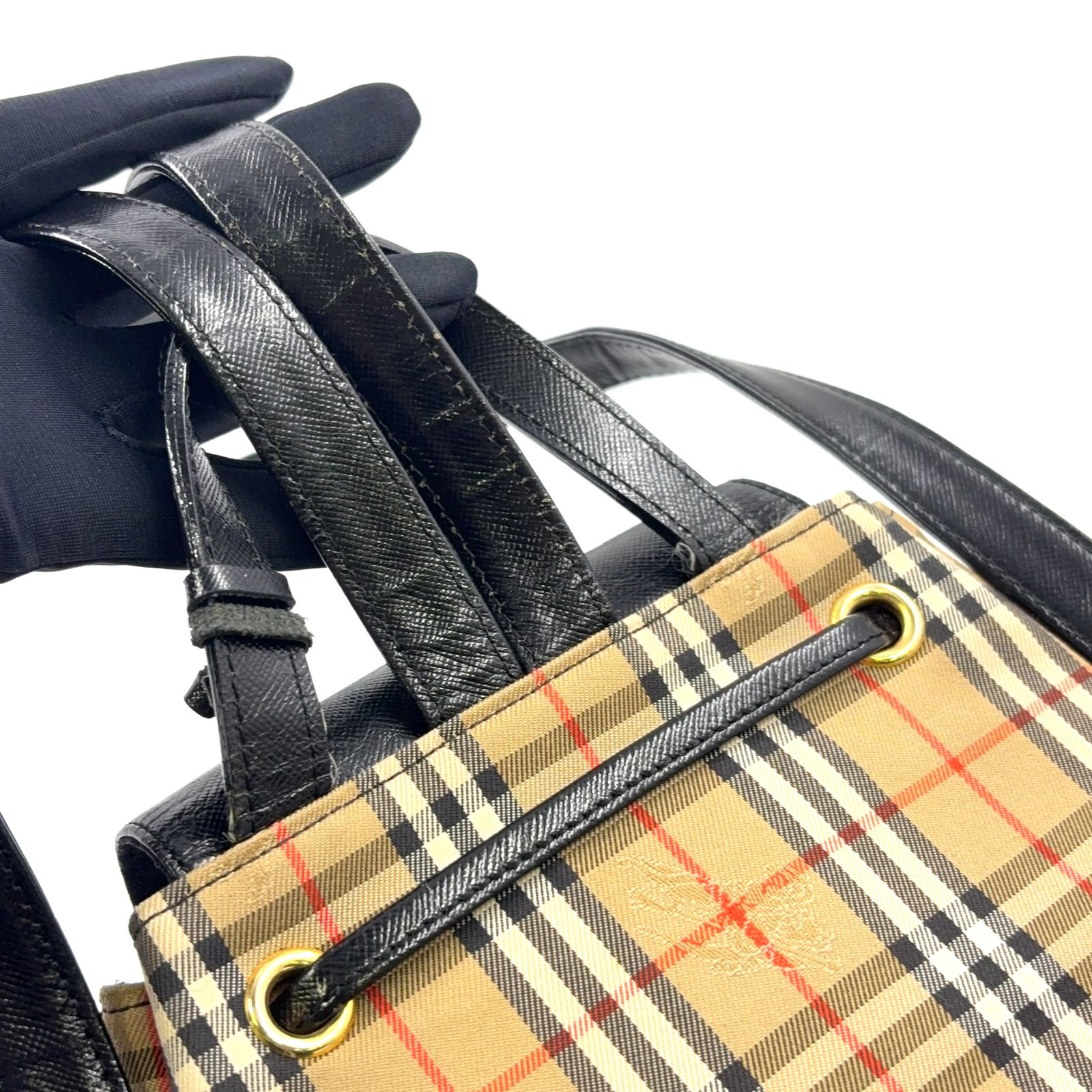 BURBERRY ノバチェック シャドーホース レザー×キャンバス ブラウン