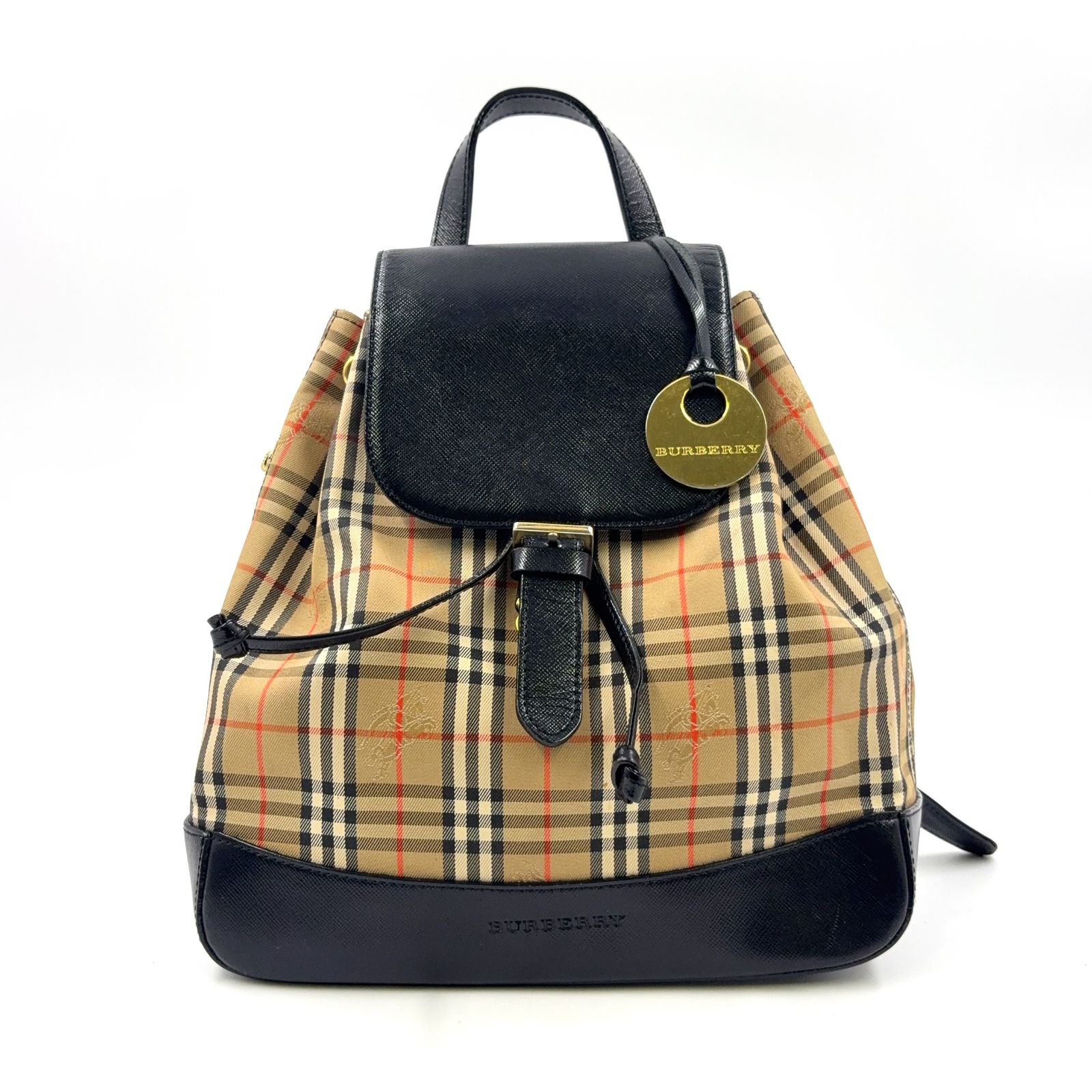 BURBERRY ーノバチェック シャドーホース レザーリュック バック