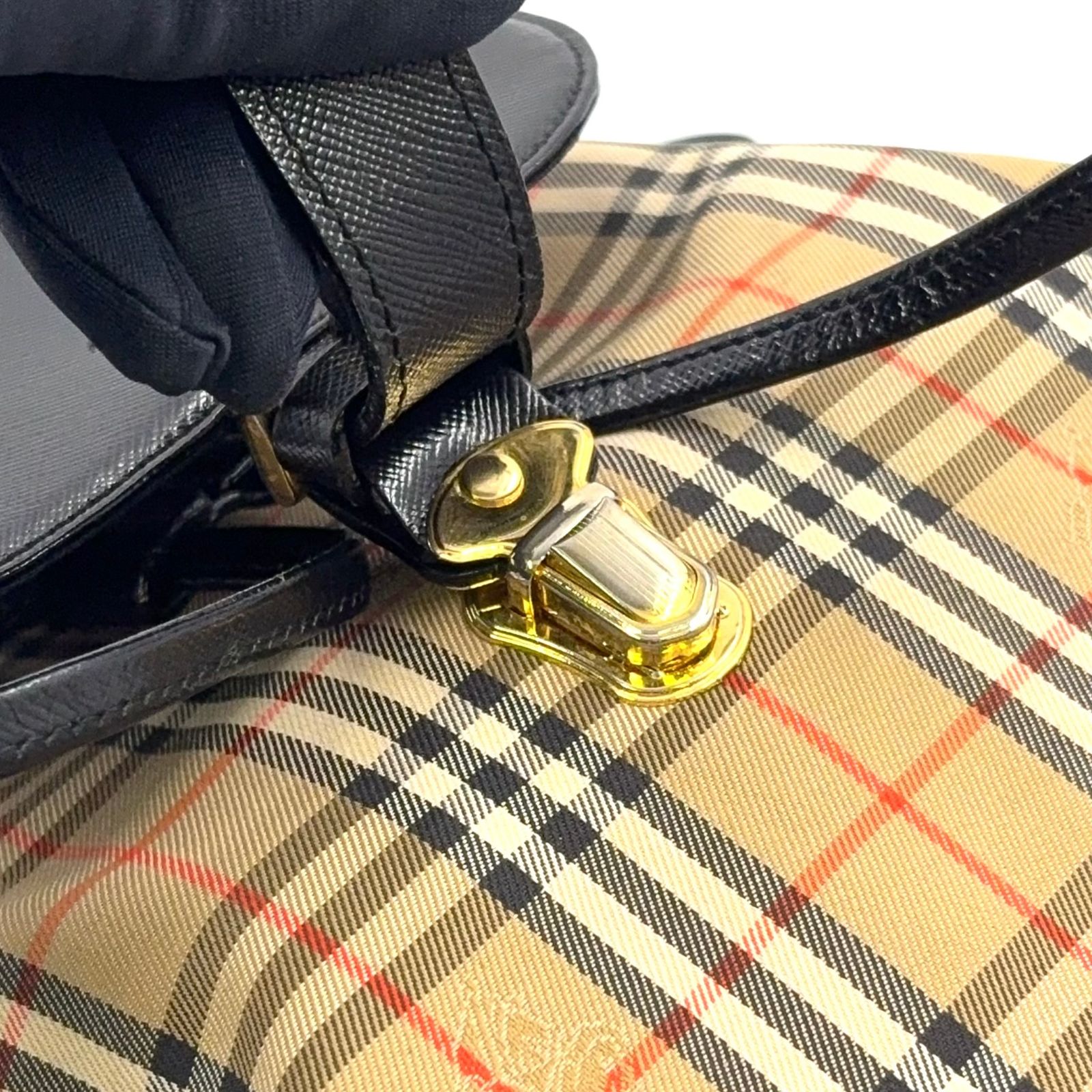 BURBERRY ノバチェック シャドーホース レザー×キャンバス ブラウン