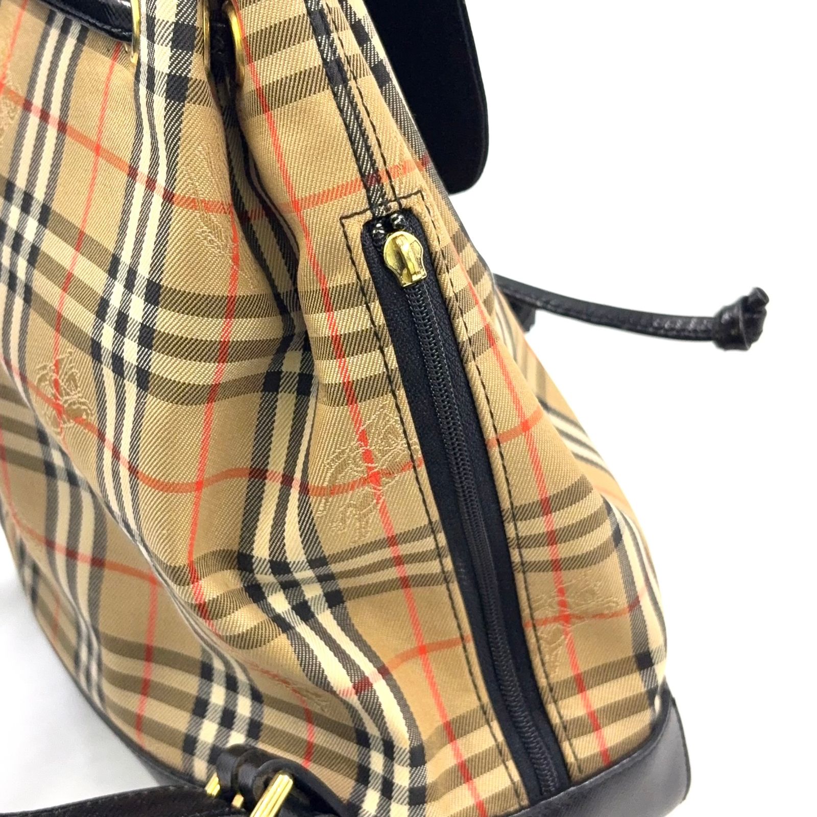 BURBERRY ノバチェック シャドーホース レザー×キャンバス ブラウン