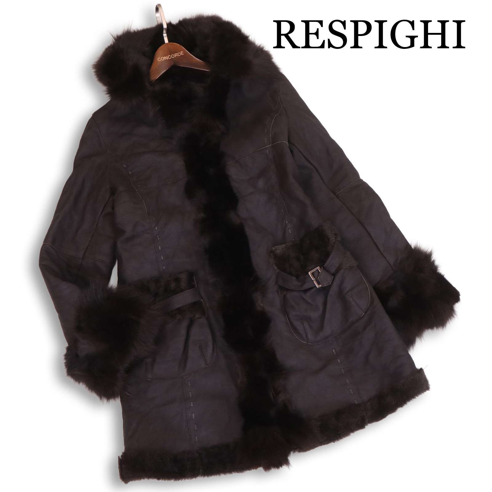 RESPIGHI レスピーギ 秋冬 ブルーフォックス ファー♪ 羊革 リアル  