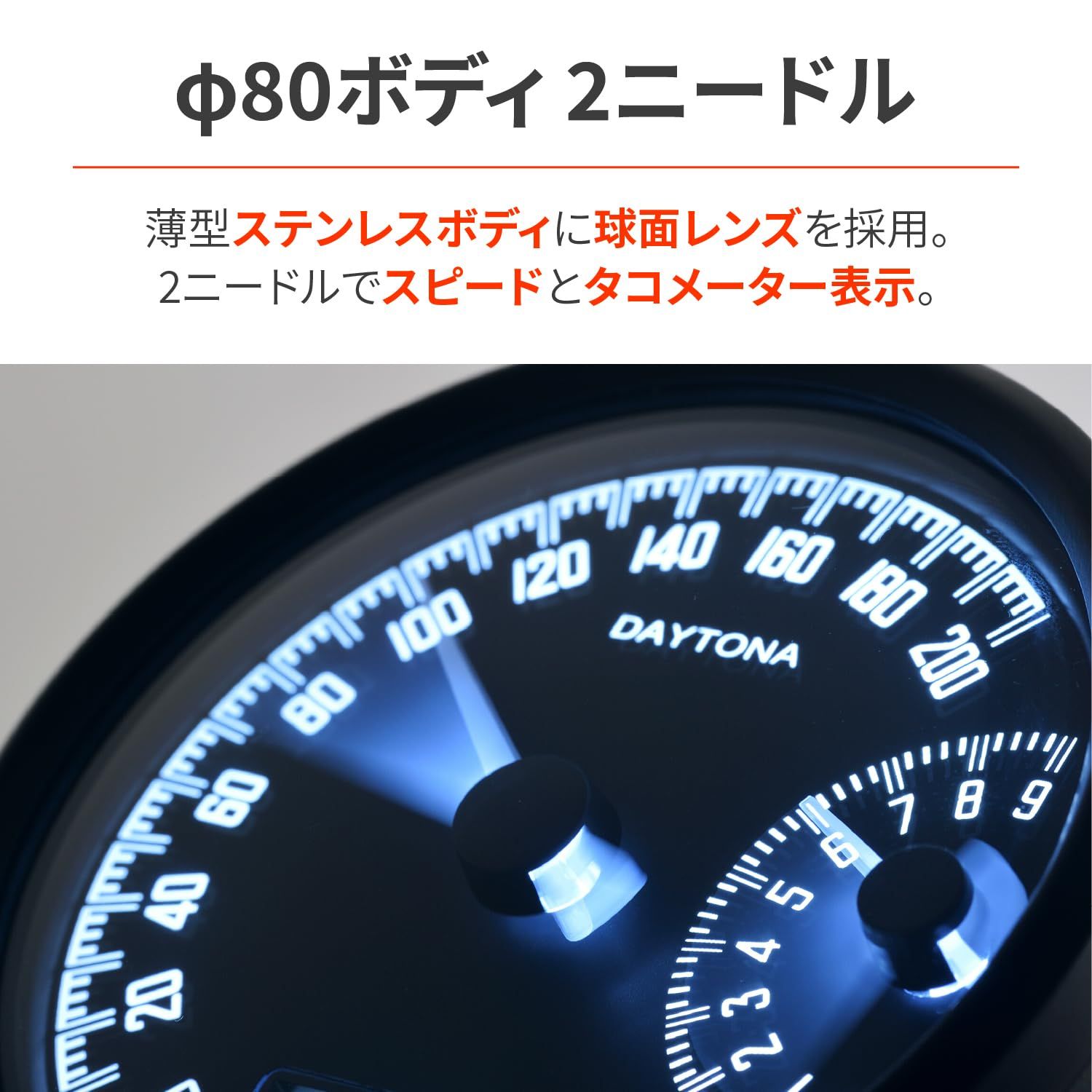 新品 デイトナ(Daytona) バイク スピードメーター + タコメーター 電気
