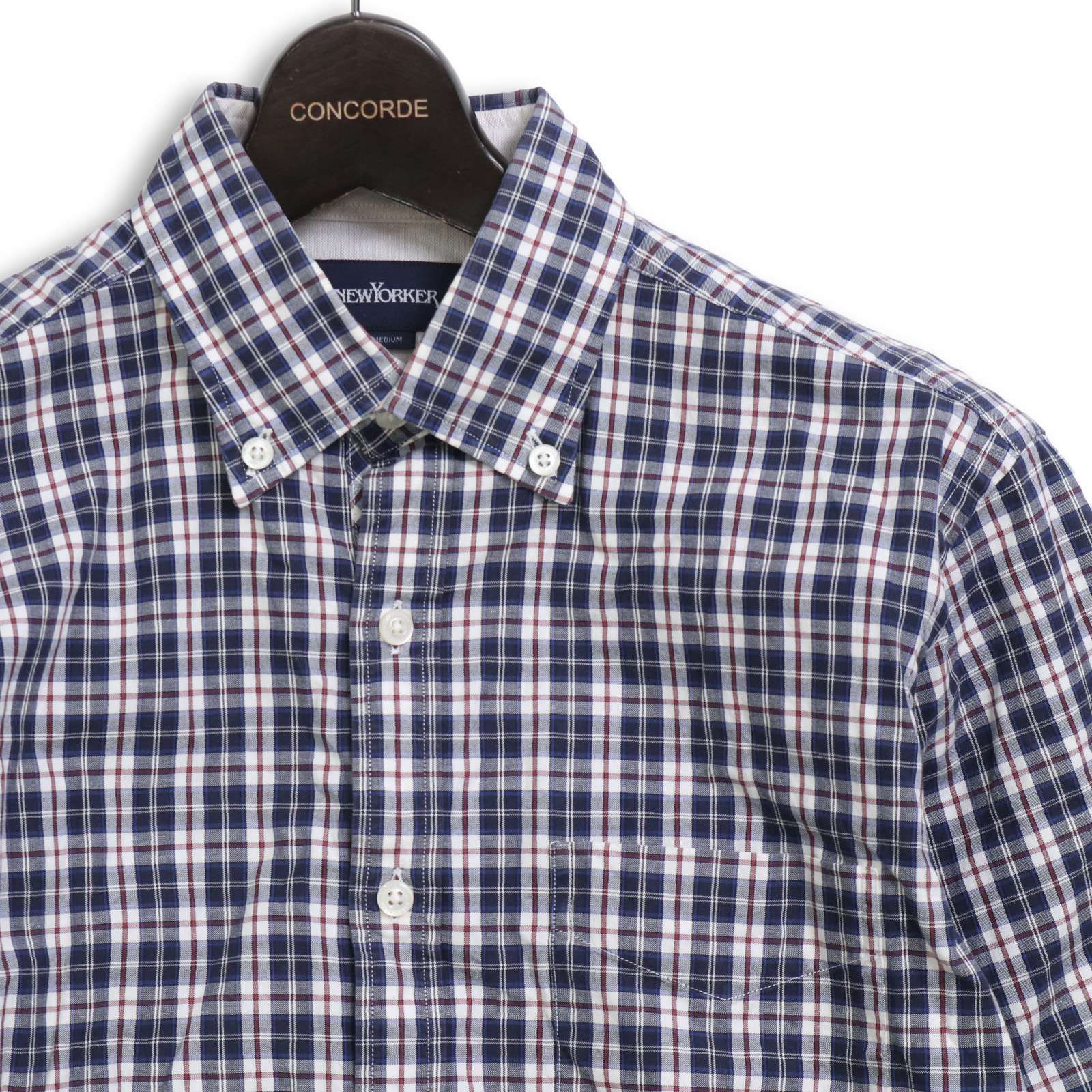 NEWYORKER ニューヨーカー 通年 長袖 チェック ボタンダウン シャツ Sz.M メンズ ネイビー