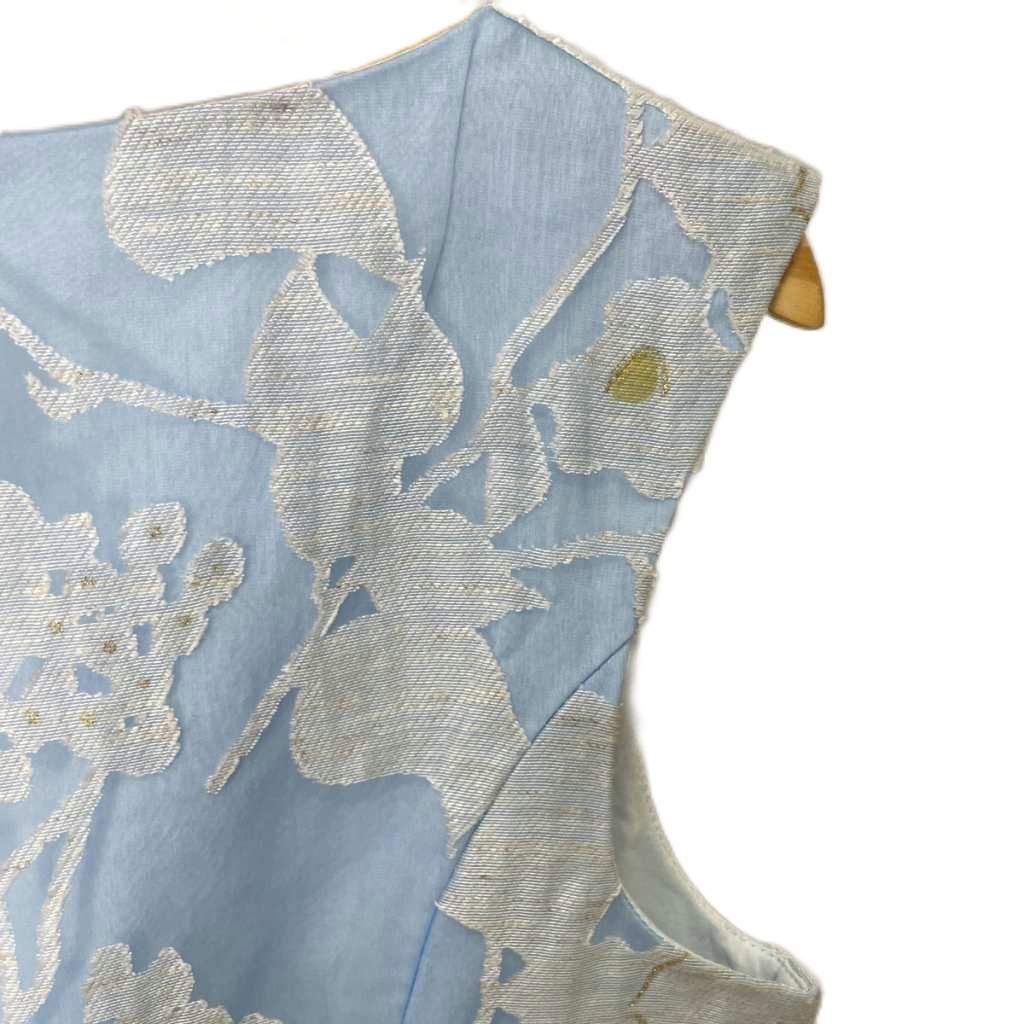 トッカ TOCCA 花柄 ノースリーブワンピース ひざ丈 0 ブルー □GY43