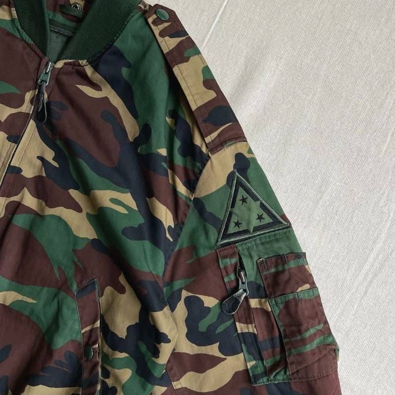 unknown 迷彩 カモフラージュ 総柄 MA-1 短丈フライトジャケット