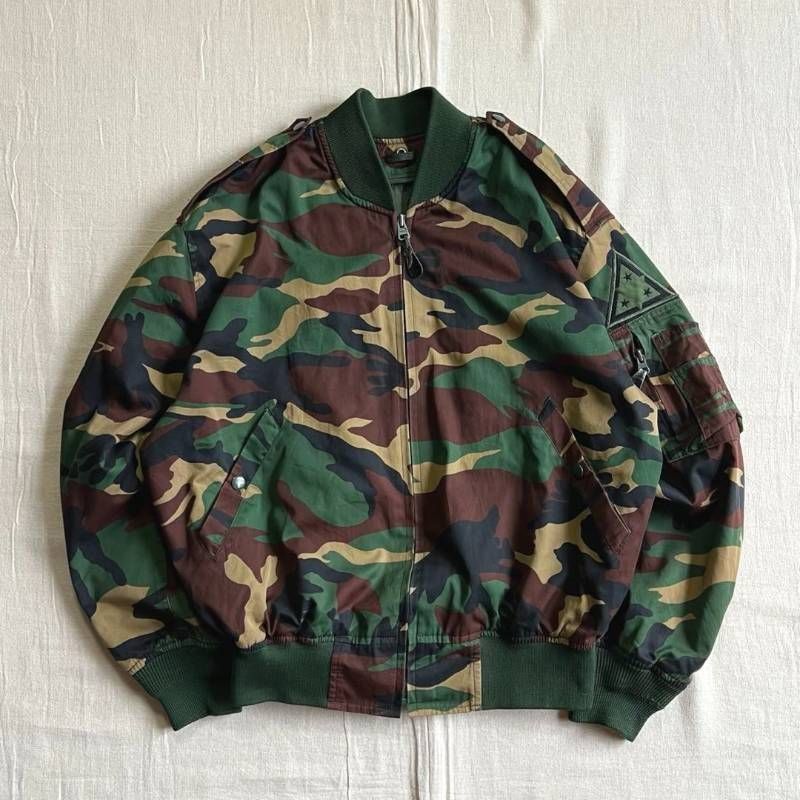 unknown 迷彩 カモフラージュ 総柄 MA-1 短丈フライトジャケット
