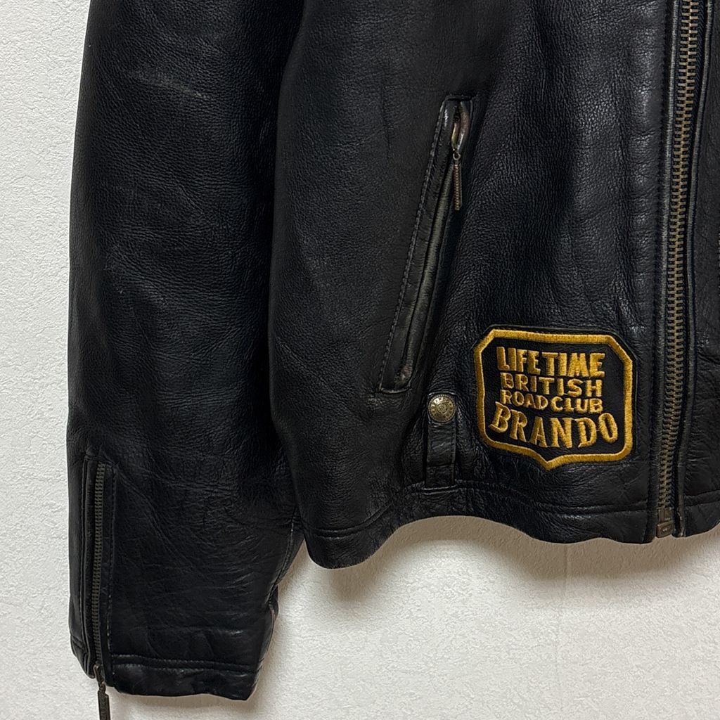 LONDON BRANDO】 中綿キルティングライナー 本革 ワッペン刺繡 レザー