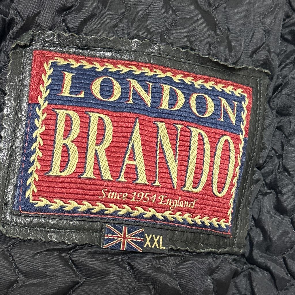 LONDON BRANDO】 中綿キルティングライナー 本革 ワッペン刺繡 レザー