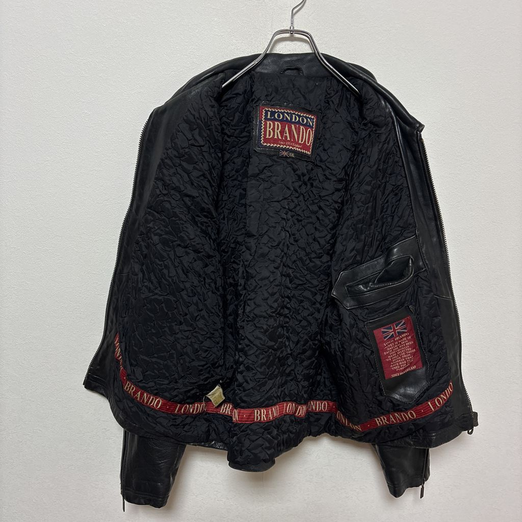 LONDON BRANDO】 中綿キルティングライナー 本革 ワッペン刺繡 レザー