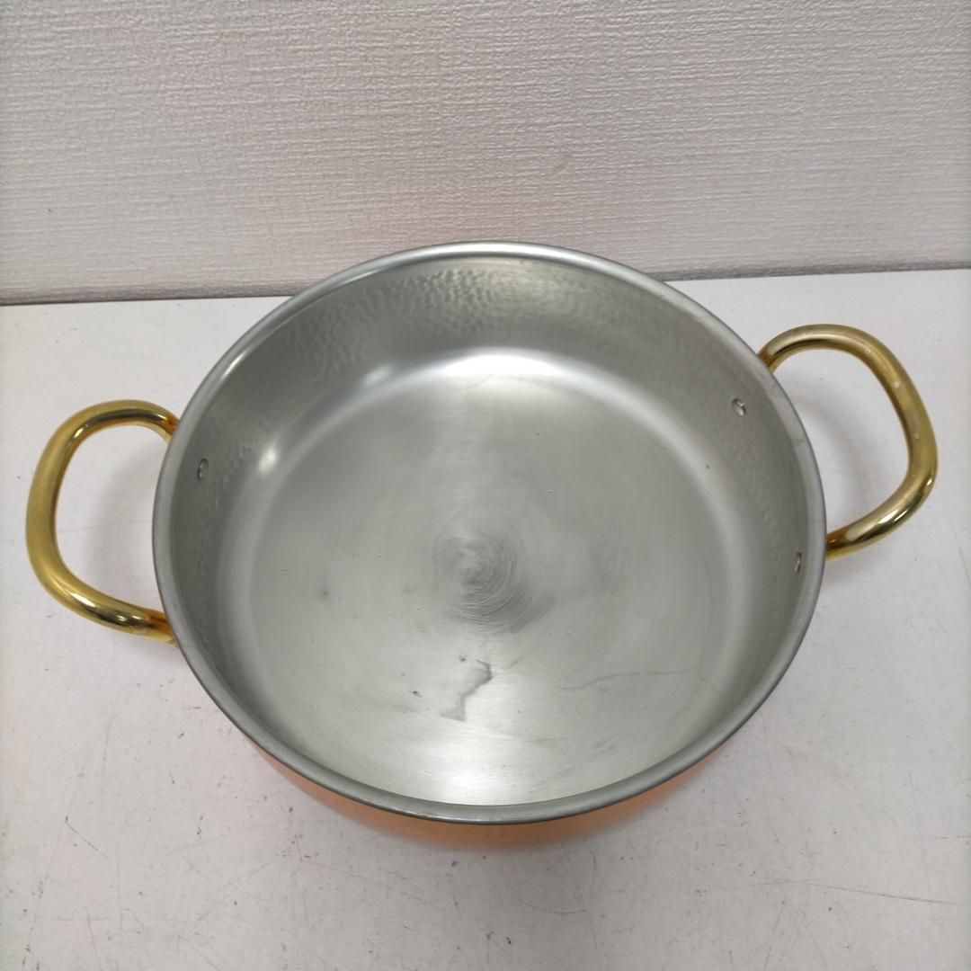 銅製 両手鍋 フタ付き 槌目仕上げ 調理鍋 日本製 両手なべ 銅鍋 直火