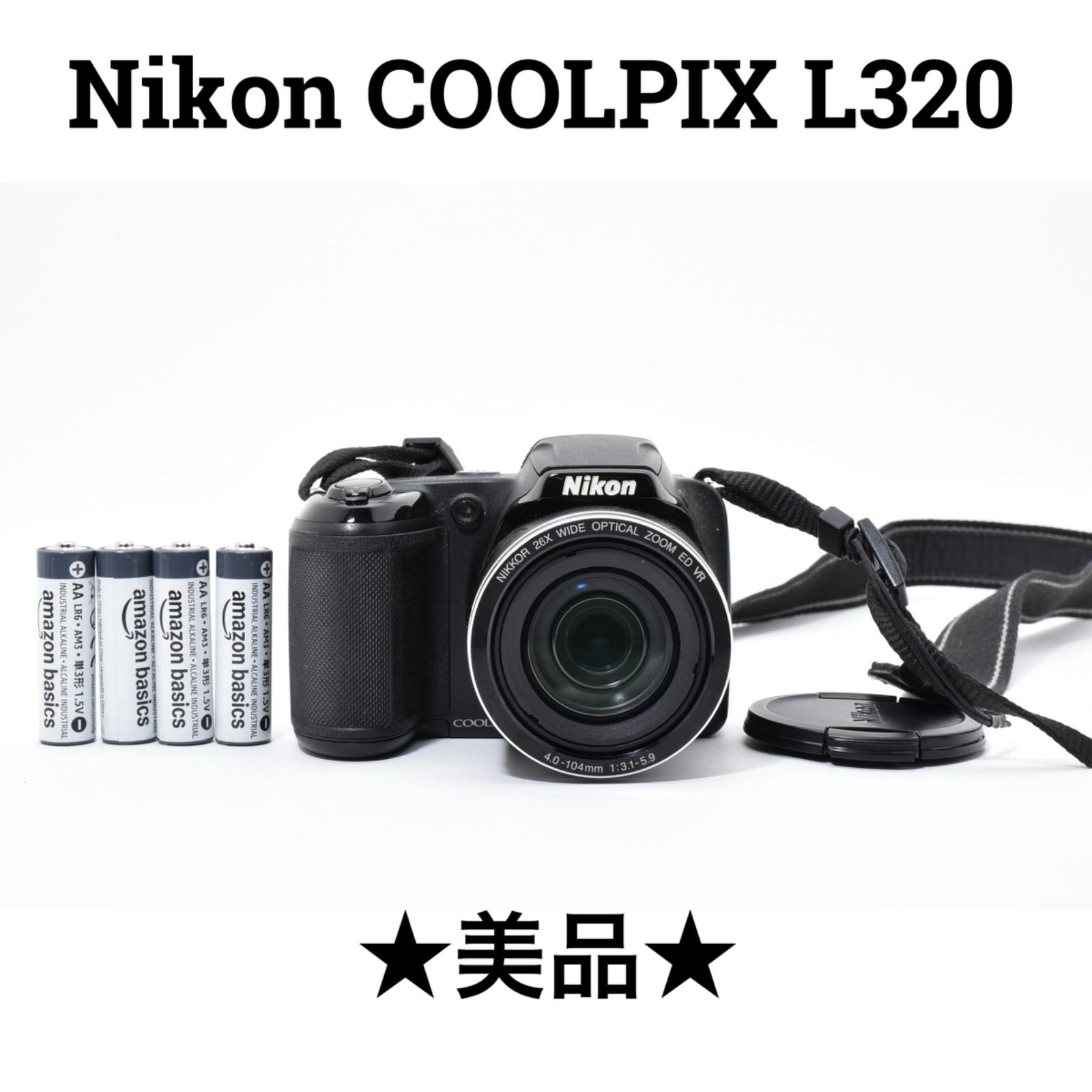美品】ニコン Nikon COOLPIX L320 ブラック - メルカリ