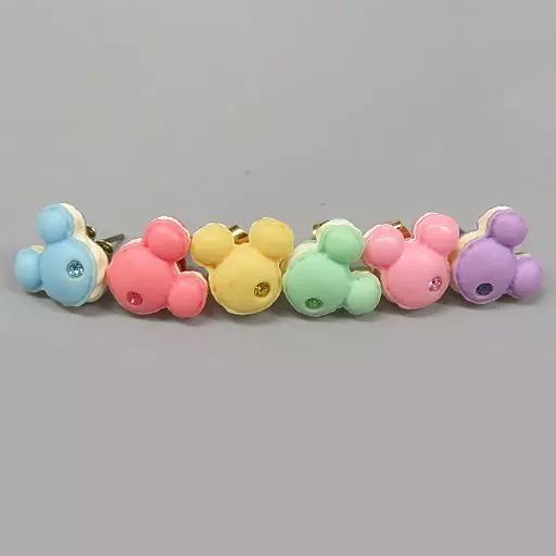 中古】アクセサリー(非金属) ミッキーマウス マカロン型ピアス(6個