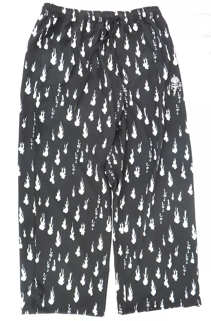 中古】衣料雑貨 人魂パターン 総柄イージーパンツ ブラック Mサイズ