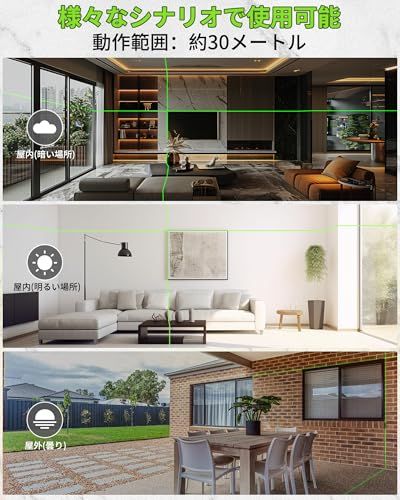 Huepar 2ライン グリーン レーザー墨出し器 クロスラインレーザー 緑色 レーザー 自動補正 傾斜モード 高輝度 ライン出射角110° ミニ型 操作簡単 マグネットベース付き M-9011 G