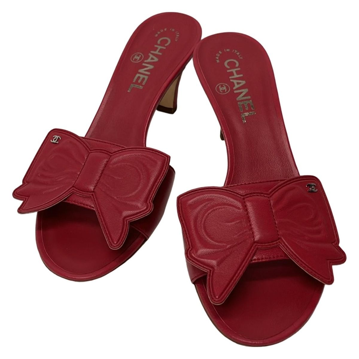 CHANEL(シャネル) ミュール 37 レディース - ピンク 型押し加工/リボン