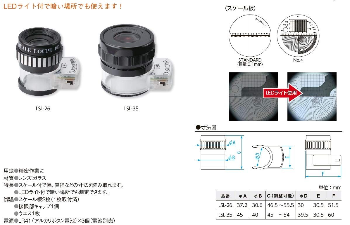 新潟精機 SK LEDライトスケールルーペ LSL-35