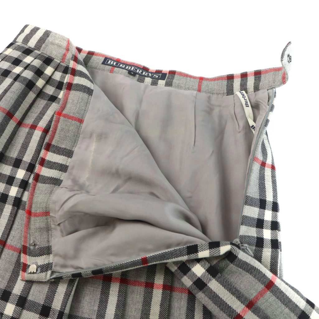 BURBERRYS バーバリーズ◆プリーツスカート◆13　XL◆グレー　チェック BURBERRY バーバリー チェック柄 プリーツスカート グレー M ウール