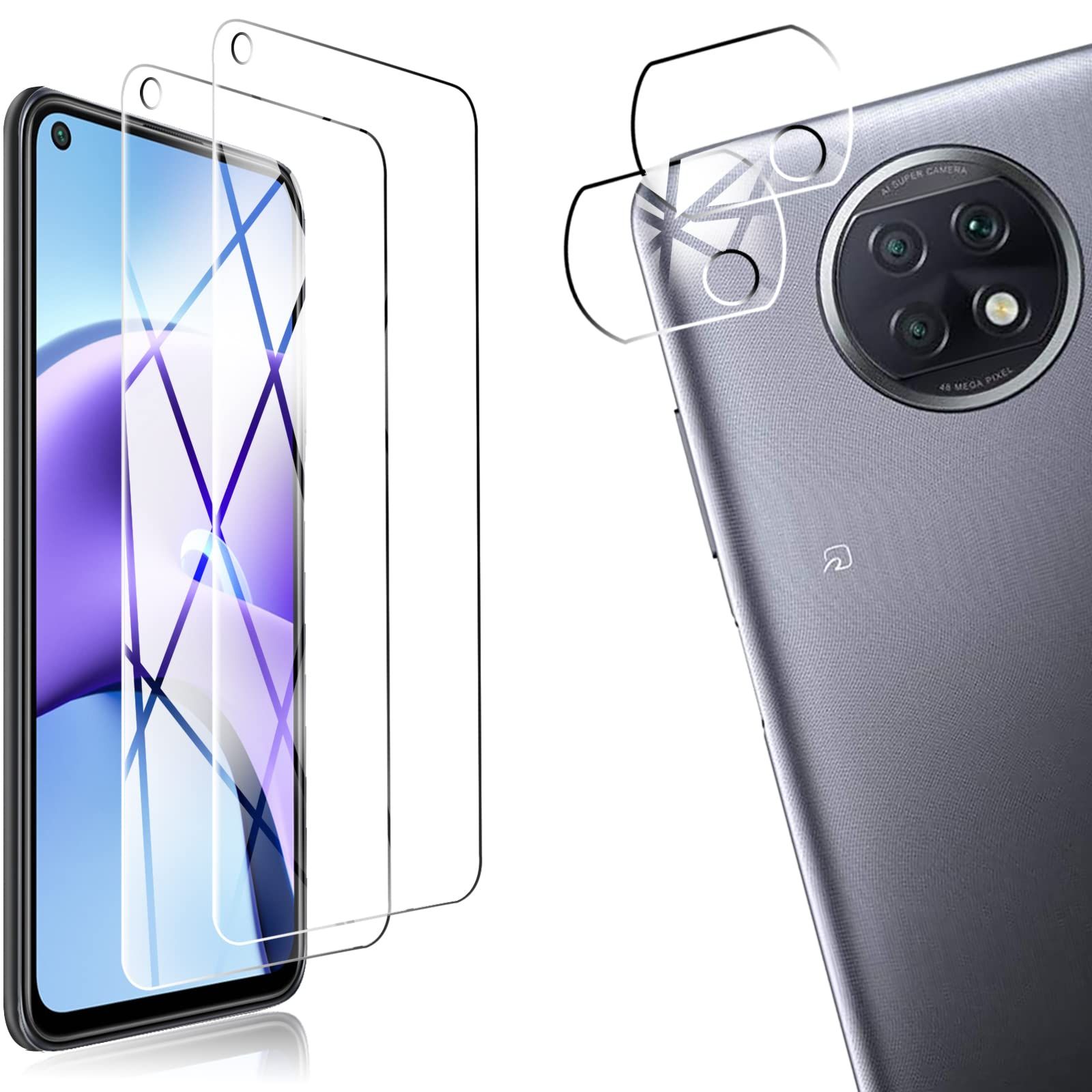 4枚セット】FOR Xiaomi Redmi Note 9T 5G 2*強化ガラス 2*カメラ