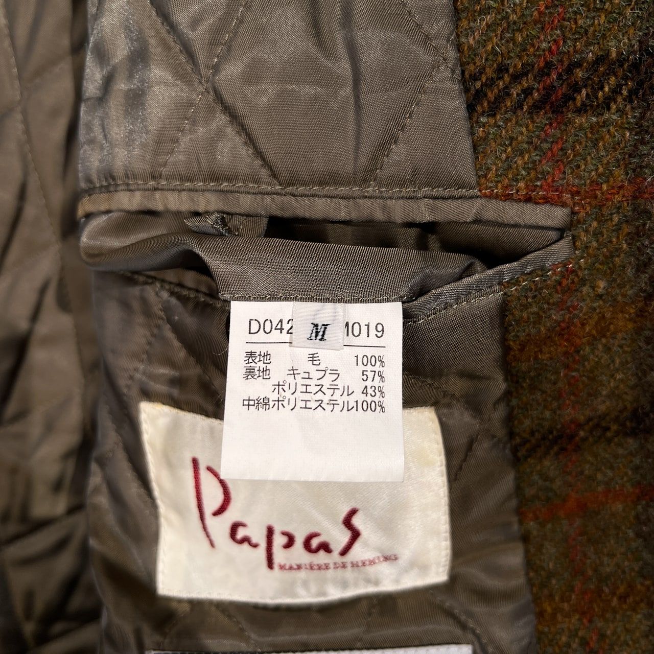 Papas パパス Harris Tweed ハリスツイード チェック ツイードウール