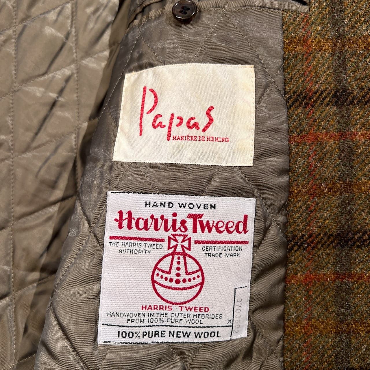 Papas パパス Harris Tweed ハリスツイード チェック ツイードウール