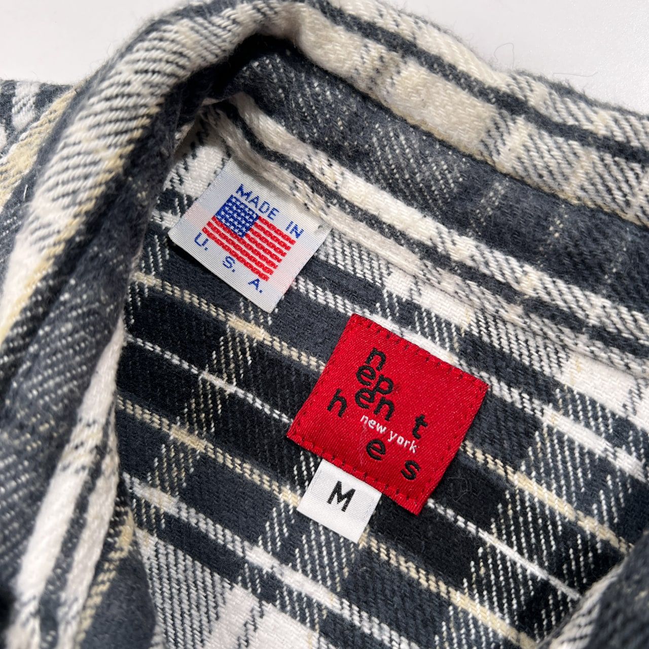 ネルシャツ　ネペンテス　アメリカ製 USA製 NEPENTHES ネペンテス チェック 長袖 ネルシャツ サイズ M