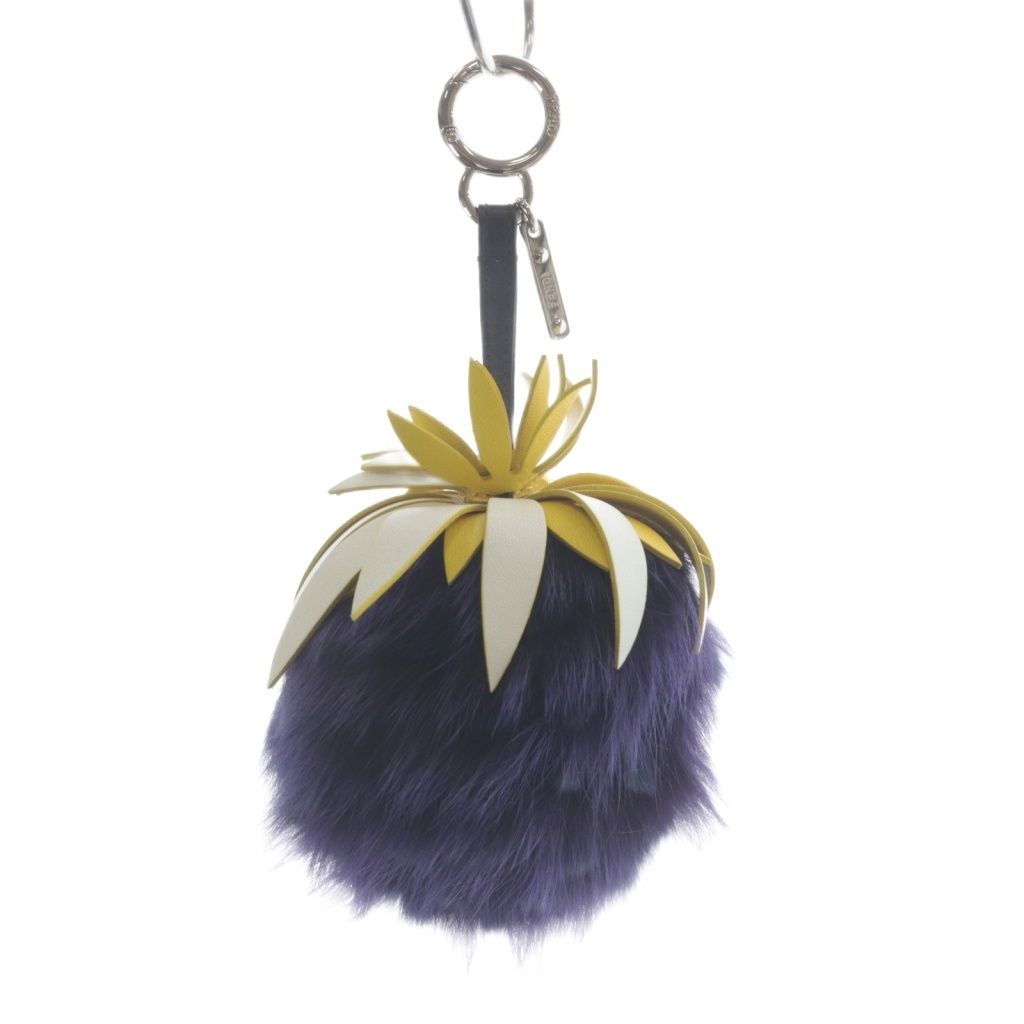 フェンディ FENDI パイナップル バッグチャーム キーホルダー パープル