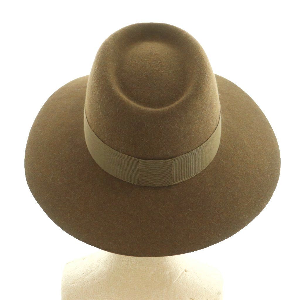 美品✨メゾンミッシェル フェルトハット Mロゴプレート リボン キャメル メゾンミッシェル MAISON MICHEL 帽子 フェルトハット リボン M 茶 /MI