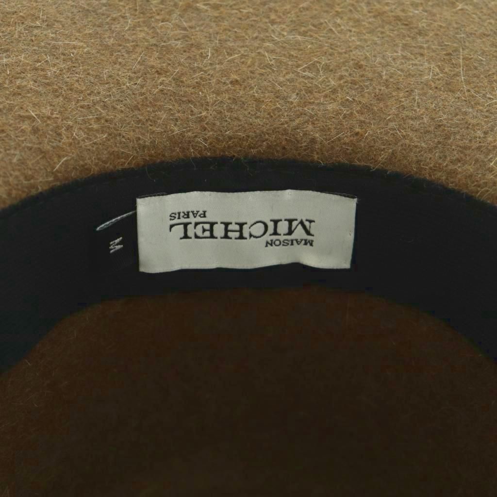 メゾンミッシェル MAISON MICHEL 帽子 フェルトハット リボン M 茶 /MI