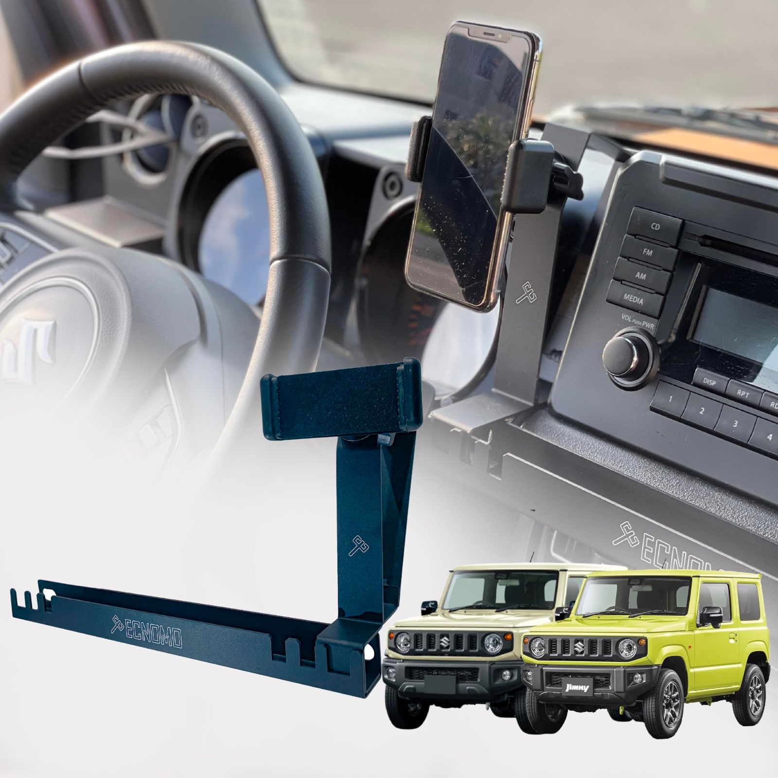 ECNOMO Suzuki Jimny スマホホルダー スズキ ジムニー JB 74 64 アクセサリー 携帯ホルダー 携帯電話ホルダー スマホ 車載ホルダー 車 ホルダー 収納