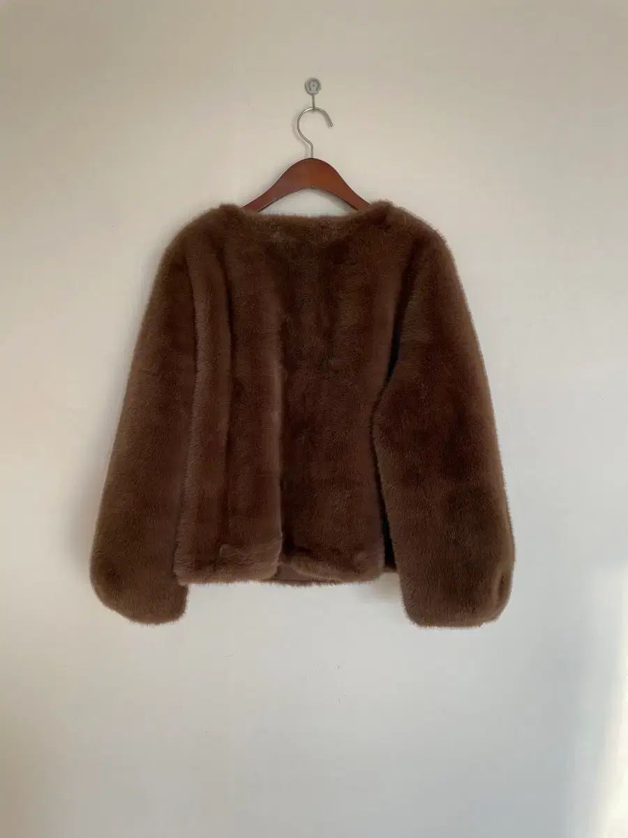 ブラウン ファー ジャケット ショート コート - メルカリ