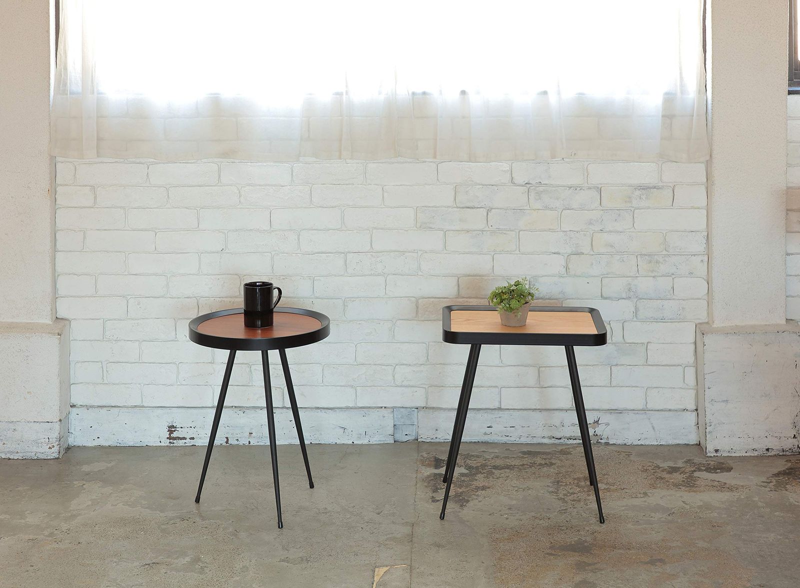 あずま工芸 TOCOM サイドテーブル ウォールナット突板天板 ダーク