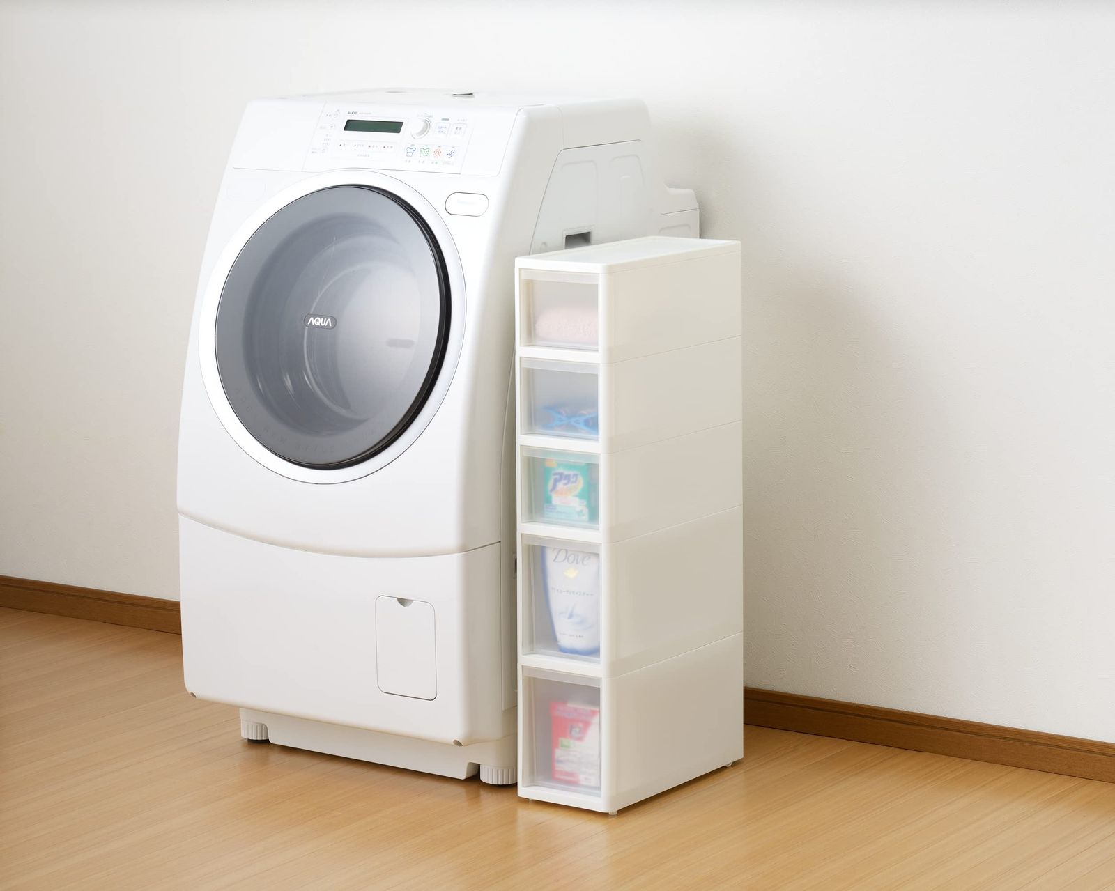  JEJアステージ JEJ Astage すきま収納 キッチン収納 リセ スリムストッカー 日本製 完成品 S 3 M 2段 コロ付 ホワイト|クリア 幅18×奥行40×高さ85 cm セット その他 DVD