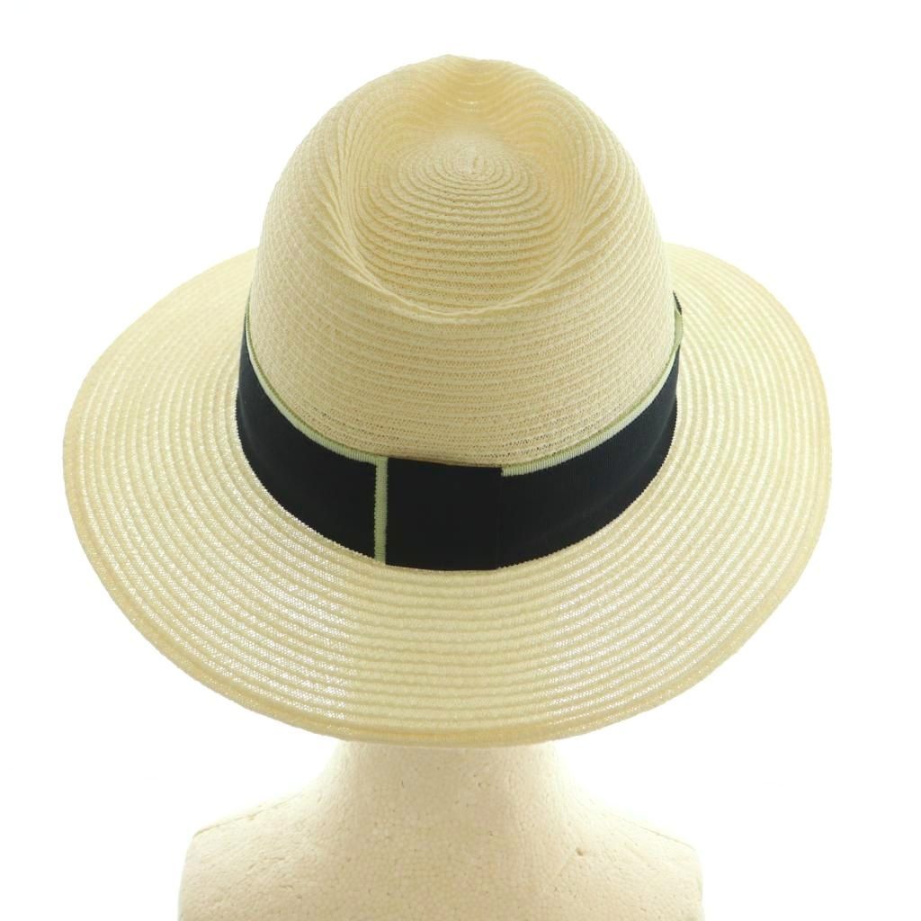 メゾンミッシェル MAISON MICHEL 帽子 ストローハット リボン M