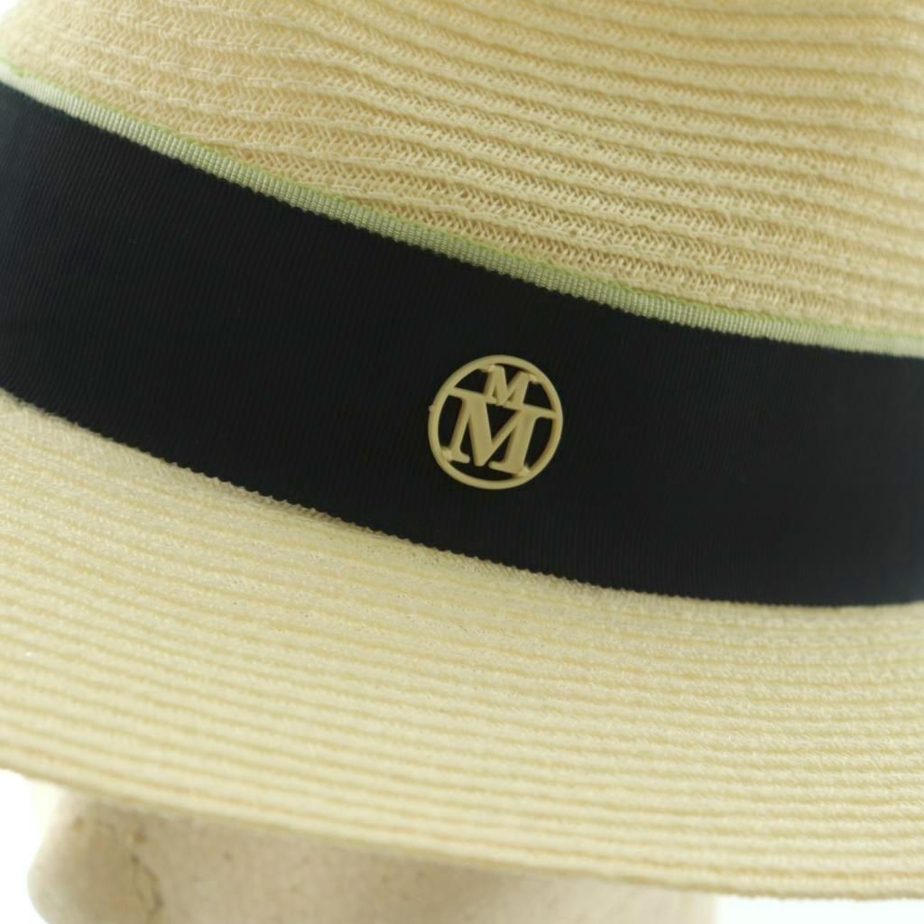 メゾンミッシェル MAISON MICHEL 帽子 ストローハット リボン M