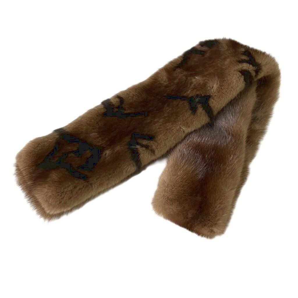 フェンディ FENDI ズッカ柄 ミンクファー マフラー ショール ティ
