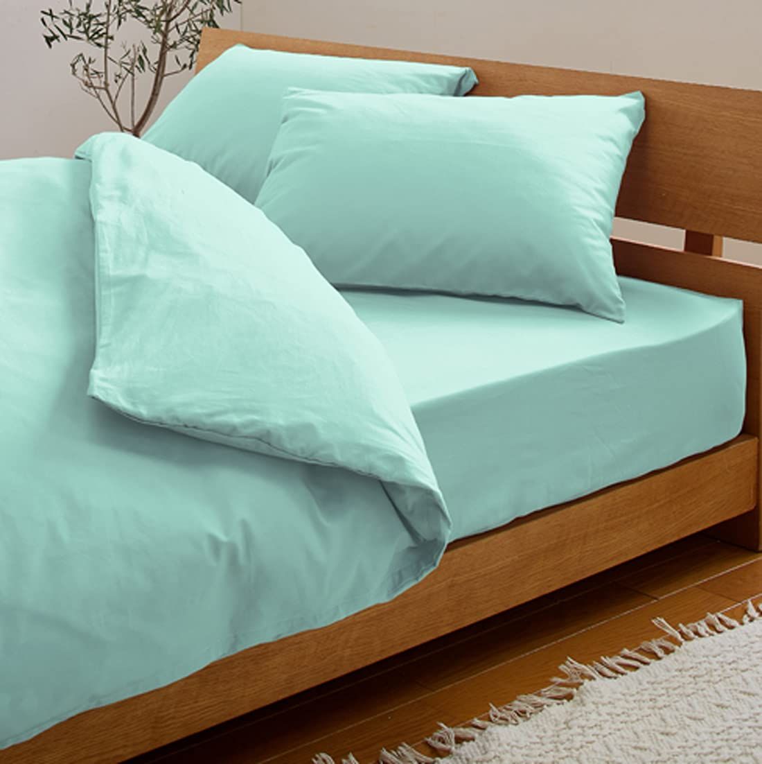 シーフィールド 日本製 綿 布団カバー3点セット ボックスシーツ 洋式 シングル エメラルドグリーン SB-504-N