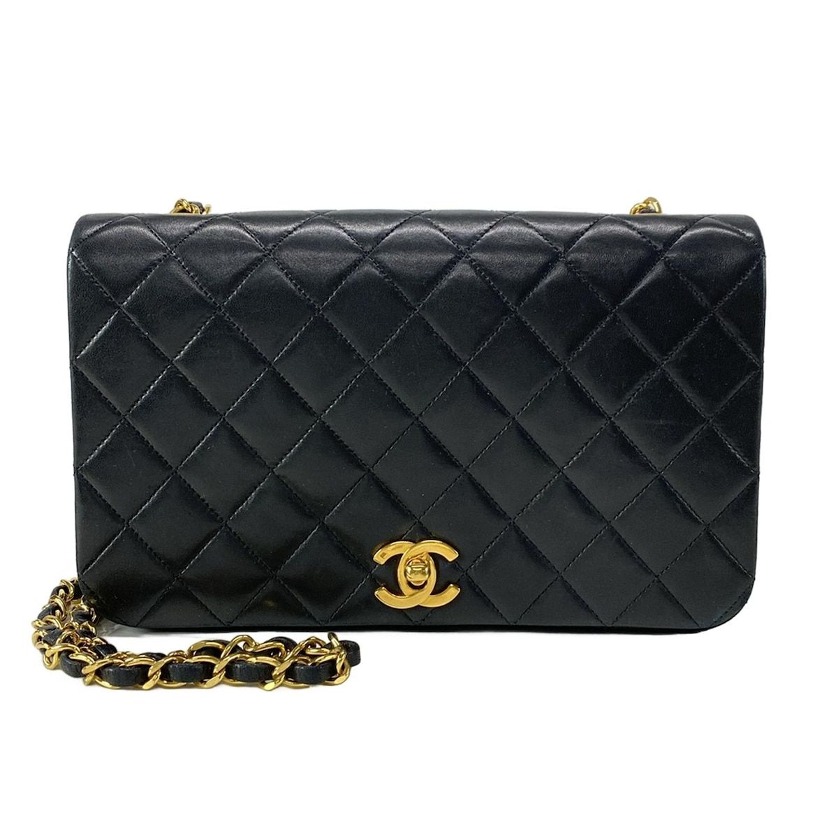 CHANEL ブラックレザー ショルダーバッグ CHANEL ブラックレザー ショルダーバッグ