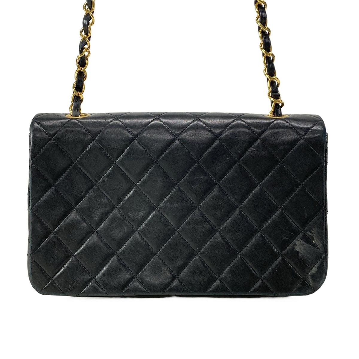 CHANEL ブラックレザー ショルダーバッグ CHANEL ブラックレザー ショルダーバッグ