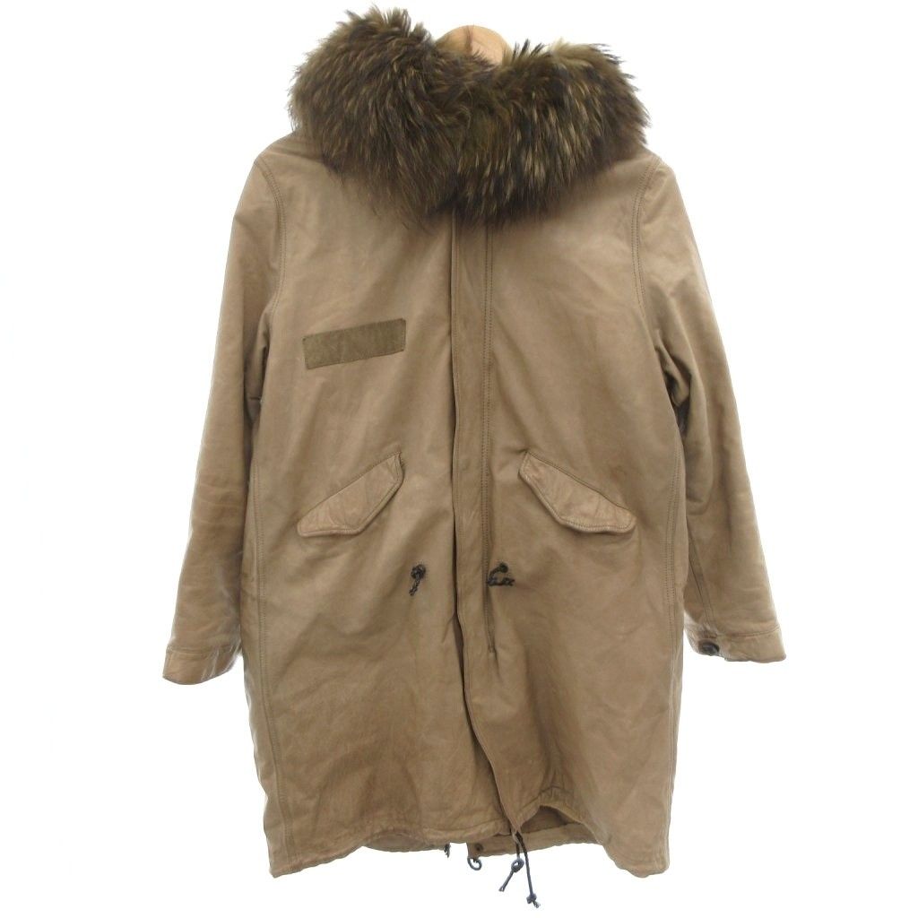 シシ sisii モッズコート フェイクファー ミリタリー カウレザー ひざ