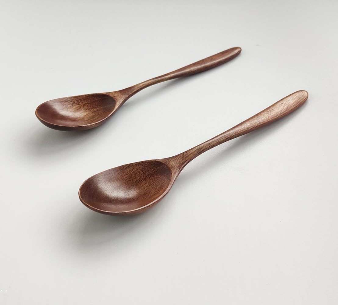 KXLCGYK スプーン 木製 2本セット 全長18.2cm 軽量 木製カトラリー